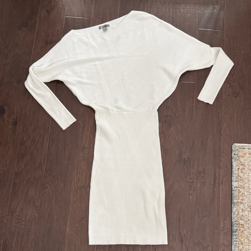 Love By Design Cream Fitted Sweater Dress - Picture 3 of 6